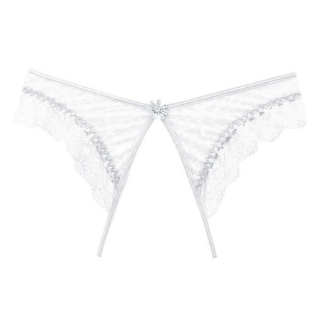 

Yuelianxi Womens Panties Slit Free Lace Thong Low Waist Fashion Lace Trim T Panties