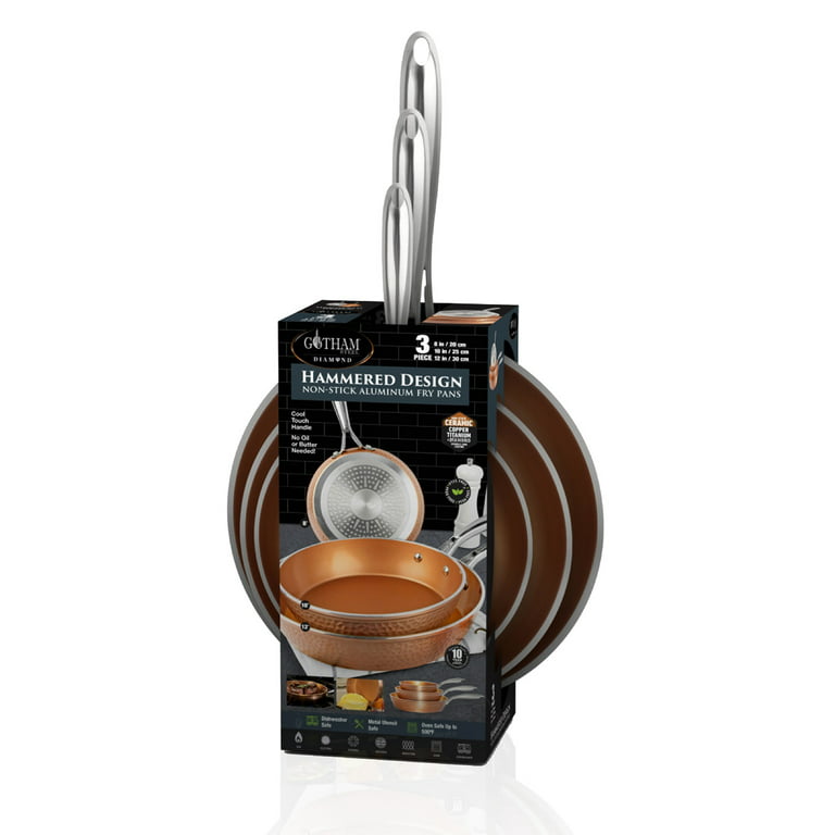 GOTHAM STEEL Hammered Non Stick Frying Pan & Gotham Steel Hammered Copper  Collection – Mini 5.5” Egg Pan, Premier Nonstick Aluminum Cookware w/Rubber