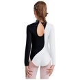thumbnail image 4 of RUNQHUI Kids Girls Gymnastic Leotard Sparkly Rhinestone Long Sleeve Ballet Dance Bodysuit Figure Skating Jumpsuit Unitard White 6, 4 of 5