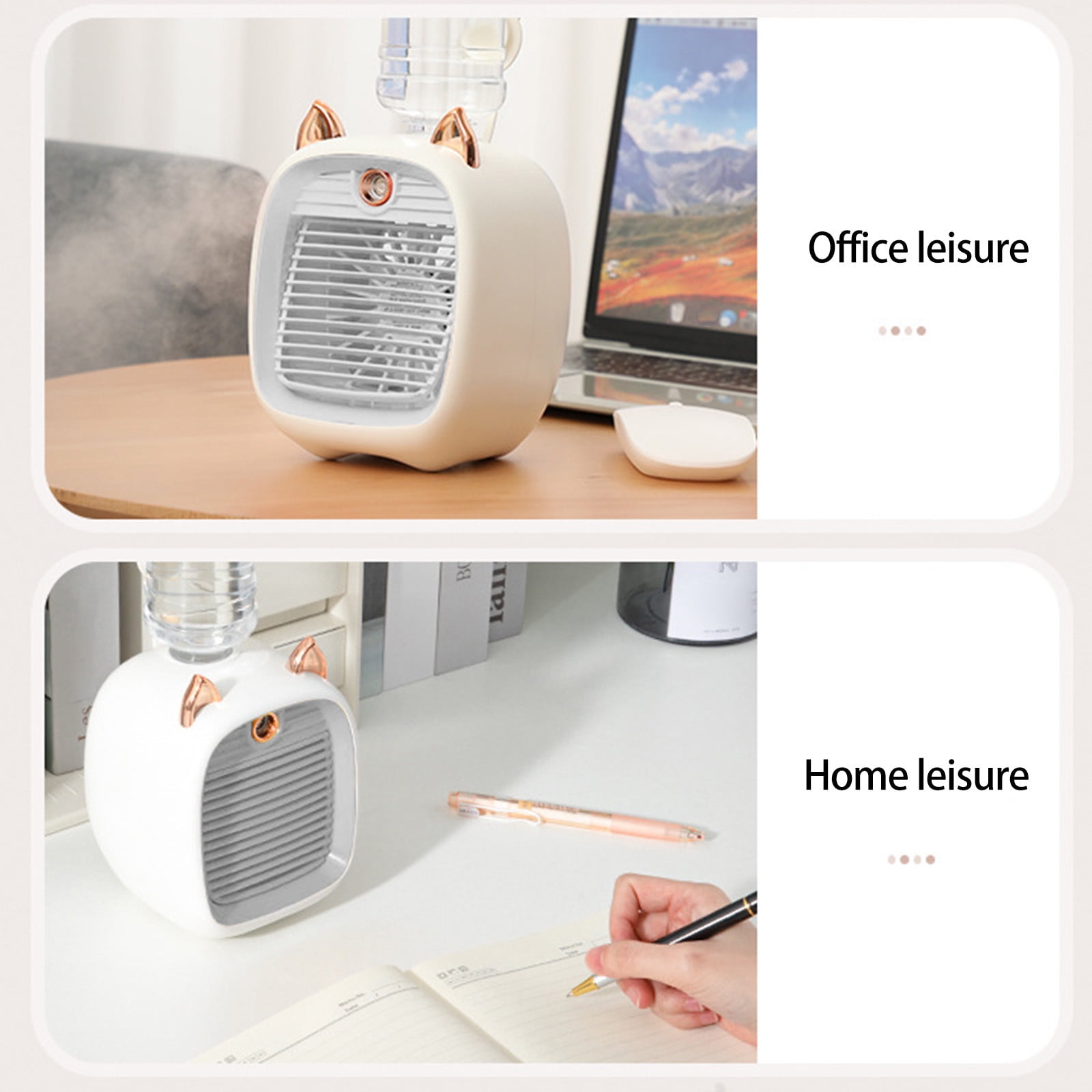 Portable Air Conditioner,Mini Portable Air Conditioner Quiet Desk Fan, Humidifier Misting Fan, Small Air Conditioner 3 Speeds AND LED Light, Evaporative Cooler For Home, Office, Room Clearance