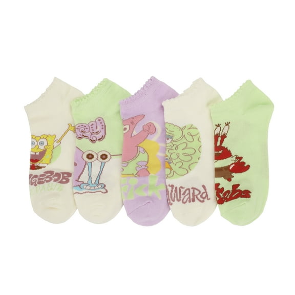 Spongebob Squarepants Mixed Characters Womens Ankle Socks 5 Pack