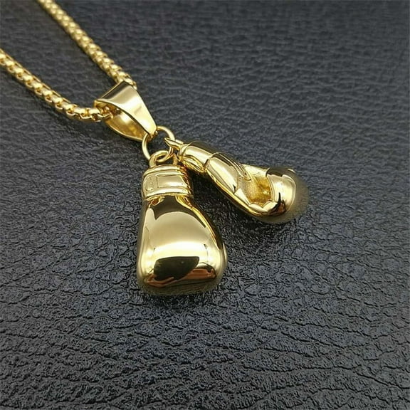 Lovelords Hip Hop Pair Boxing Glove Pendants Necklaces For Men 14K Yellow Gold Necklace Male Hiphop Jewelry