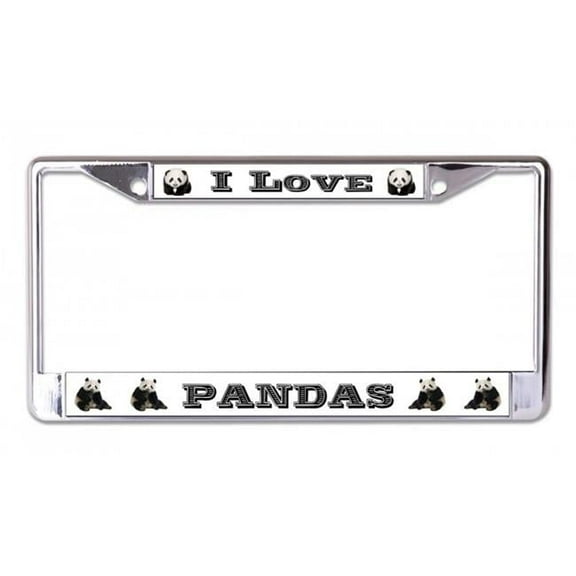 I Love Pandas Chrome License Plate Frame
