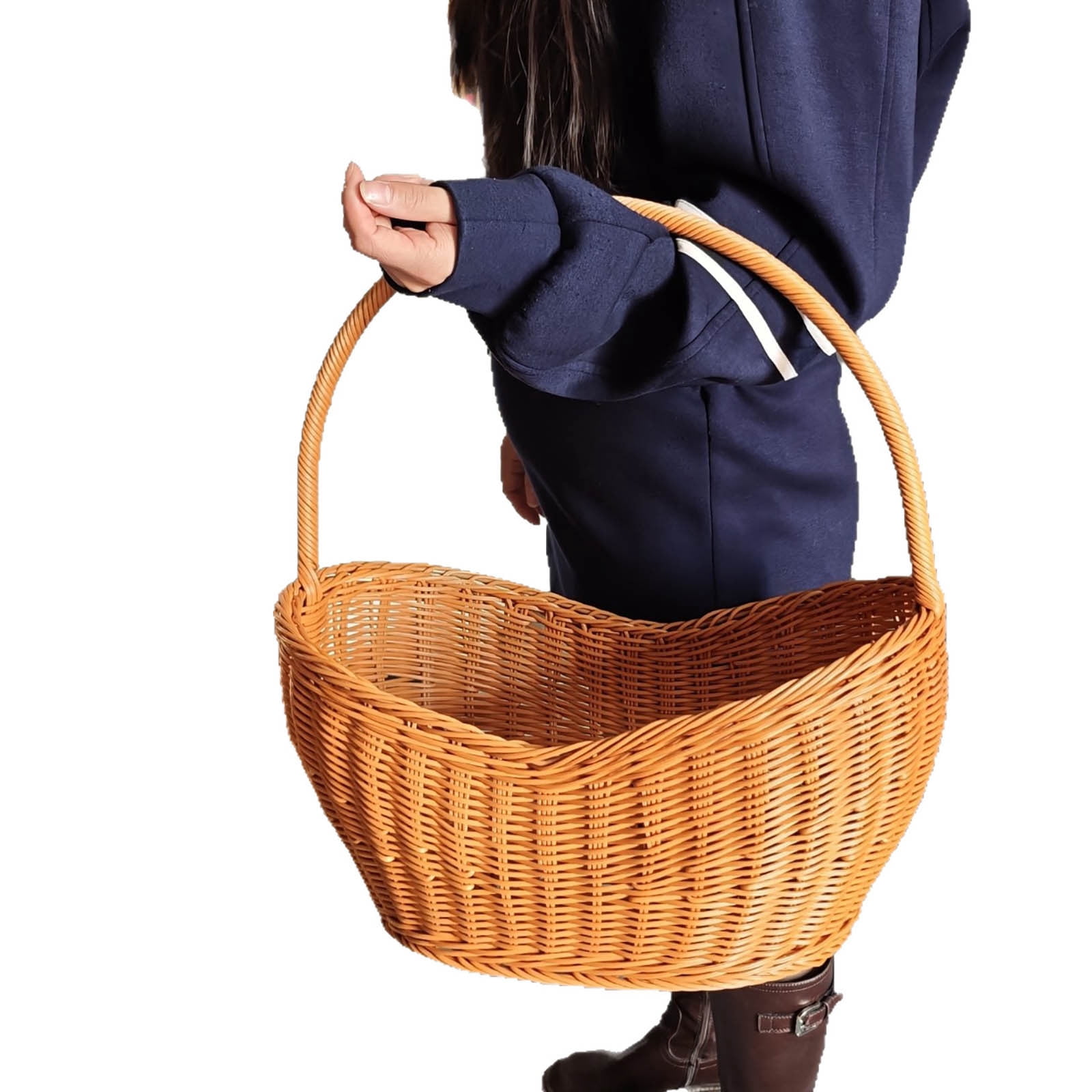 Handmade Picnic Basket with Handles Natural Large Willow Hamper Basket for Easter Eggs Candy Storage Basket for Toy Flower Wedding