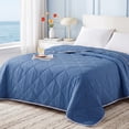 thumbnail image 2 of WISHEAD Cooling Blanket Twin Size, Cooling Comforter for Hot Sleepers, Double-Sided Lightweight Summer Bedding, Soft Breathable All-Season Quilt, (Dark Blue, 68" x 90"), 2 of 8