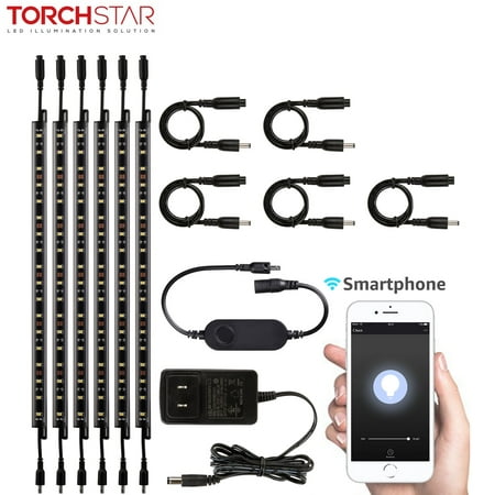 TORCHSTAR Smart LED Light Bar Kit, Phone Control, for Cabinet, Counter, Gun Safe, Closet, Showcase, 5000K Daylight