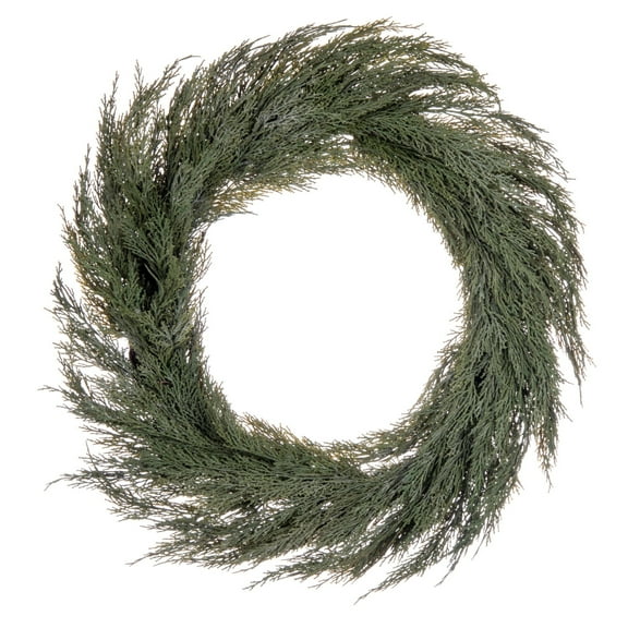 Vickerman 26" Artificial Green Cedar Wreath.