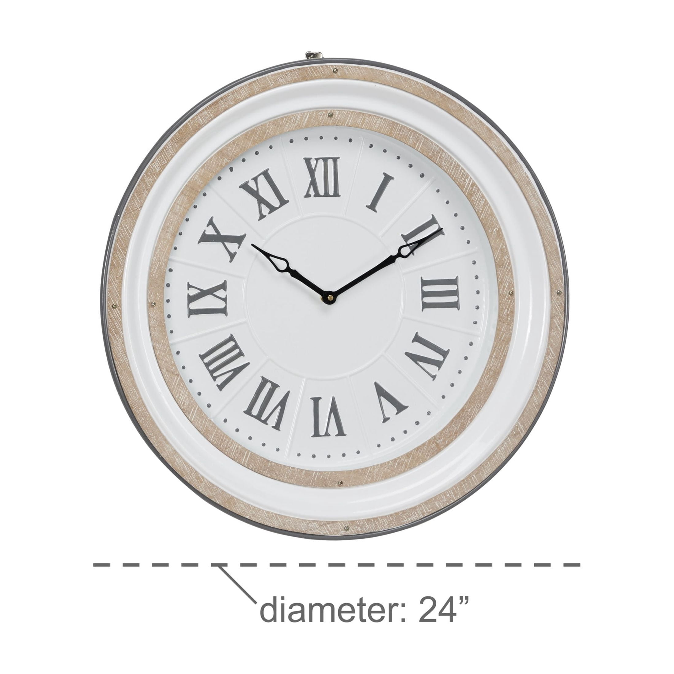 DecMode 24" White Metal Wall Clock