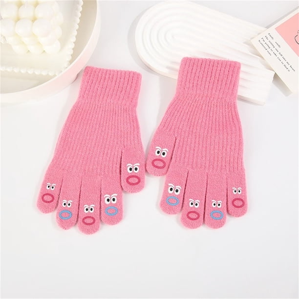 Funny Leakage Finger Gloves Pairs Touchscreen Stretch Knitted Warm Windproof Solid Color Mittens For Men And