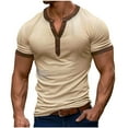 thumbnail image 2 of Handshe Men Short-sleeve Beefy Tshirts Cotton Muscle Basic Solid Tee Tops Splicing Round-neck Blouses Shirts Gym Clothes, 2 of 6