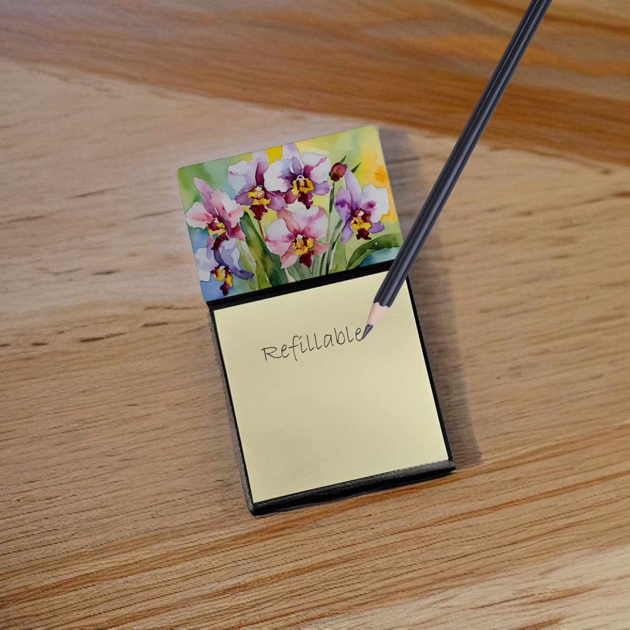Orchids in Watercolor Sticky Note Holder 3.25 in x 5.25 in