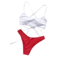 thumbnail image 7 of LEEYNEER Women‘s Bikini Swimsuits Sets  Thong Bikini Sets Backless Bikini Two Piece Filled Bra Beachwear Swimwear Bikini Sets for Women Black L, 7 of 7