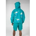 thumbnail image 6 of Adventure Time Finn Puff Print Long Sleeve Turquoise Adult Hooded Sweatshirt-Large, 6 of 7