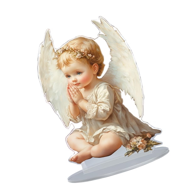 Angel Boy con adorno de ala de escritorio acrílico decoración de la recolección de carteles planos 2D Centropísa de mesa para comedor interior