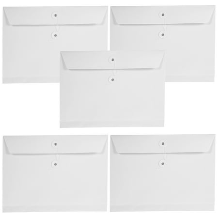 5Pcs Paper File Envelopes String Button Design File Document Folders Thick File Pockets Office File Folders
