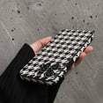 thumbnail image 5 of Houndstooth Leather Phone Case for iPhone 12 Pro Black White Checkered Grids Luxury Stylish Chic Aesthetic Classy Design Full Side Camera Protective Girls Women 12pro 6.1" Cover, 5 of 9