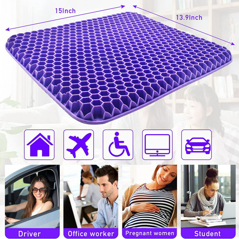 Airllantry Purple Gel Seat Cushion, Gel Cushion for Long Sitting– Back  Pain, Sciatica, Tailbone Pain Relief Pad, Cushion for Office Chair,  Wheelchair