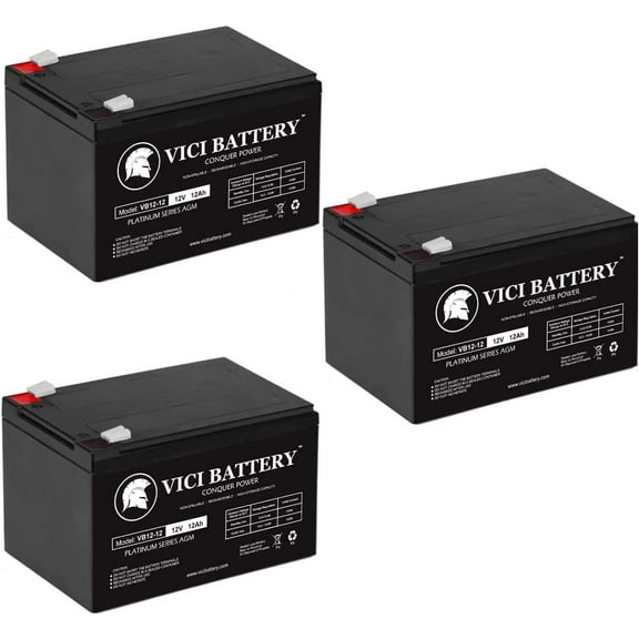VICI Battery 12V 12AH Compatible Battery for 6-DZM-12  Scooter Medical - 3 Pack Brand Product