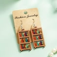 thumbnail image 2 of YSABOXY Creative Unique Bookshelf Earring Book Lovers Dangle Pendant Ear Gifts*, 2 of 6