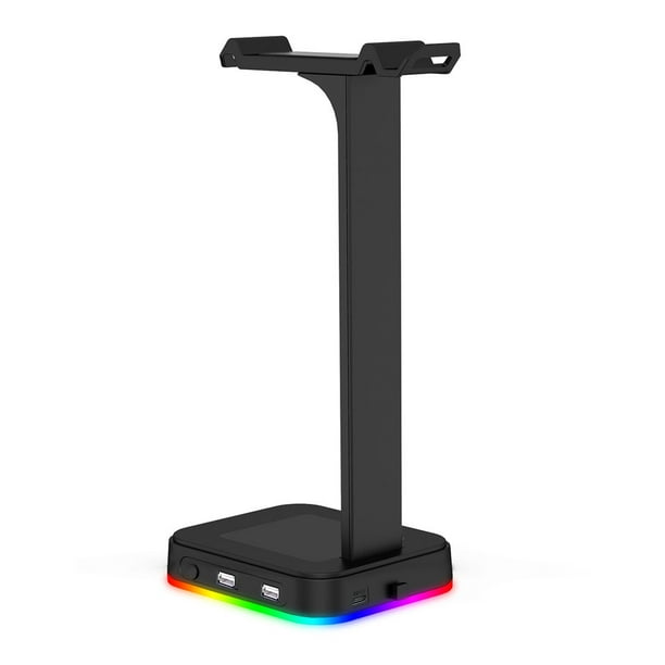 Matsuzay Soporte para auriculares con interfaz USB fácil de usar, duradero y compacto, color negro, para jugadores, soporte elegante Cables de audio/vídeo