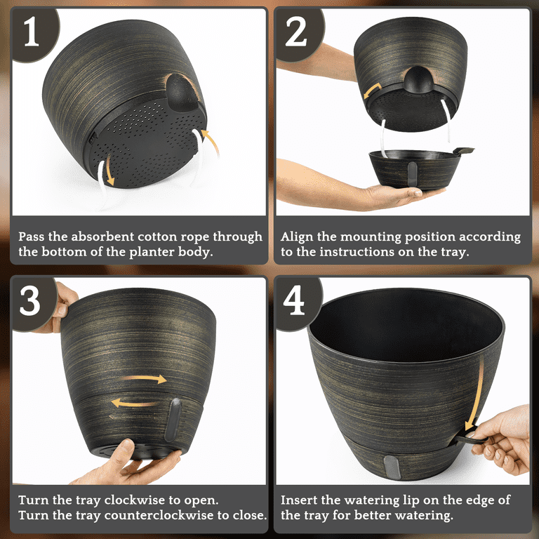 FIASON Self-Watering Planters, 10-Inch Teal Gold (2-Pack) photo 3