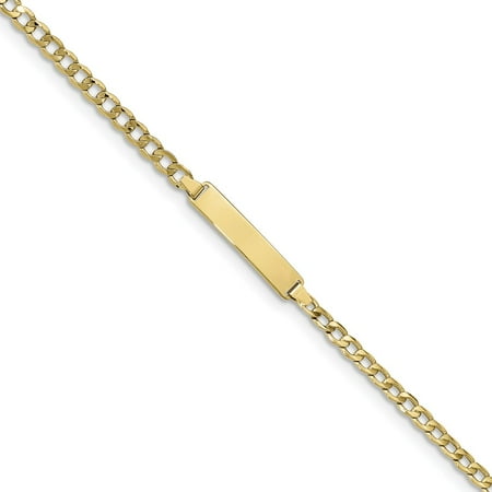 Roy Rose Jewelry 10K Yellow Gold Semi-solid Curb Link ID Bracelet ~ length: 7 inches