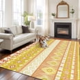 thumbnail image 3 of Yellow Khaki Boho Area Rug 5x8 Washable Rug Non Slip Vintage Ethnic Tribe Abstract Art Large Area Rug Soft Stainresistant Indoor Floor Carpet for Living Room Bedroom Home Office Dining Room Nursery, 3 of 7