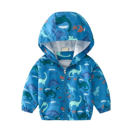 

EHTMSAK Infant Baby Boy Girl s Hooded Coat Toddler Child Zip Up Long Sleeve Cartoon Print Jackets Pockets Fall Winter Outerwear Sky Blue 110