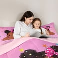 thumbnail image 4 of Castle Fairy Kawaii Bow Black Girl Queen Bedding 7pcs for Teens,Colorful Stars Print Bedding Comforter Set Queen,Pink Blue Green, 4 of 7