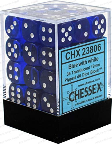 Block of Dice 36 Chessex Dice d6 Sets: Sea Specked 12mm Six Sided Die
