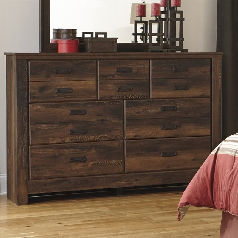 Ashley Furniture Quinden 7 Drawer Wood Dresser In Dark Brown