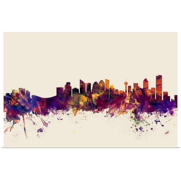 Great BIG Canvas | "Calgary Canada Skyline" Art Print - 36x24