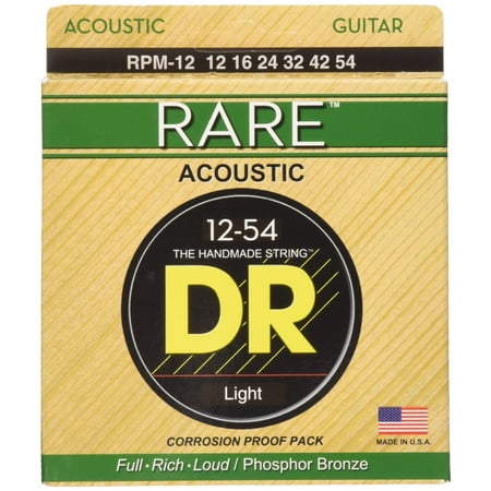 Dr Strings 3-RPM-12 Rare Phosphor Bronze Acoustic Guitar Strings 12-54 Light