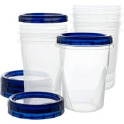 [32 oz 6 Pack]Twist Top Deli Containers Clear bottom With blue Top Twist on Lids Reusable, Stackable, Food Storage Freezer Container
