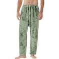 thumbnail image 5 of Dresfit Mens Fuzzy Pajama Pants Winter Flannel Pajamas Plush Drawstring Sleepwear Lounge Warm Solid Color Bottoms Fluffy Comfort Fleece Lined Pant with Pockets Light Green 3XL, 5 of 9