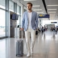 thumbnail image 2 of Cloudstyle Men's Solid Color Notch Lapel Two-Button Linen Blazer - Casual Regular Fit Spring/Fall No Back Vent Jacket, 2 of 12