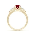 thumbnail image 2 of ANGARA Natural Aeon Vintage Style 1 ct Ruby and Diamond Three Stone Engagement Ring with Milgrain in 14K Yellow Gold for Women (Size-6mm) | July Birthstone Jewelry for Her | Natural Ruby Rings, 2 of 10