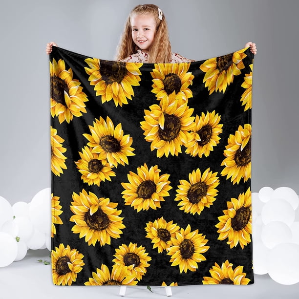 LHSHID Sunflower Gifts Blanket Soft Warm Sunflower Fleece Blanket for All Seasons Lightweight Flannel Fleece Blanket for Bedroom Living Rooms Sofa Couch 60x80in