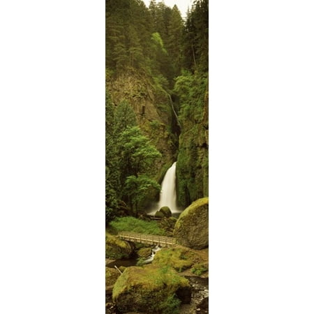 Waterfall in a forest Columbia River Gorge Oregon USA Canvas Art - Panoramic Images (18 x