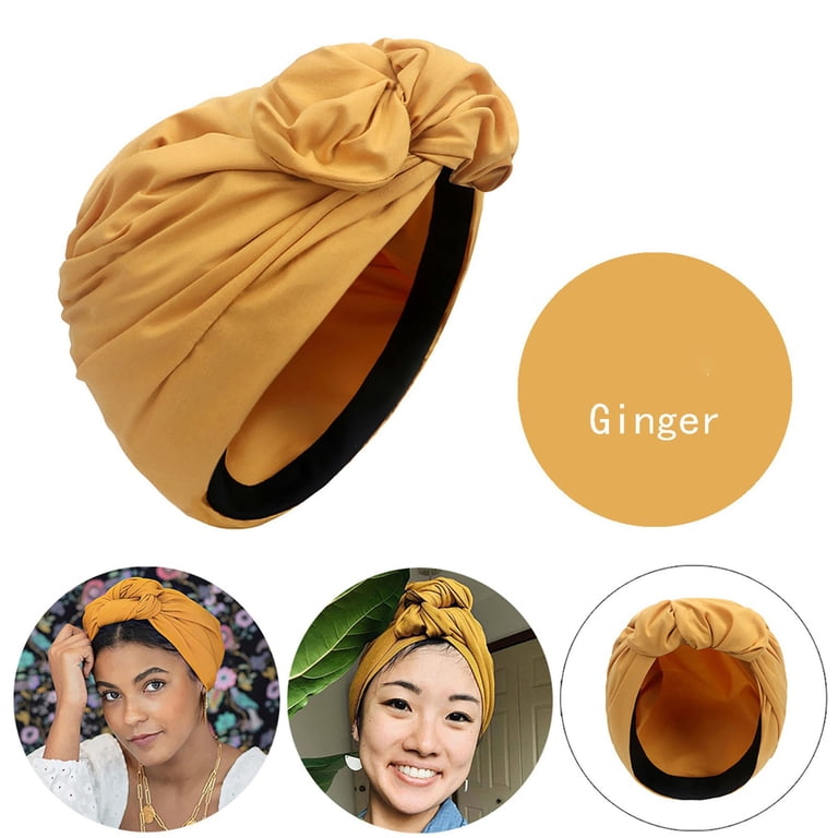 Fimkaul Head Wraps for Women African Solid Hair Hats For  display picture 1