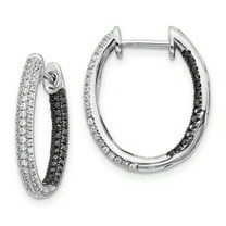 14K White Gold Black & White Diamond In-Out Hoop Earrings (0.93Ct)