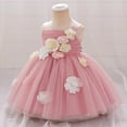 thumbnail image 4 of Moocorvic Baby Girl Tulle Dress Casual Flower Embroidery Toddler Dresses Wedding Gown for Summer Party Birthday Outfit 12-18 Months,Pink, 4 of 9