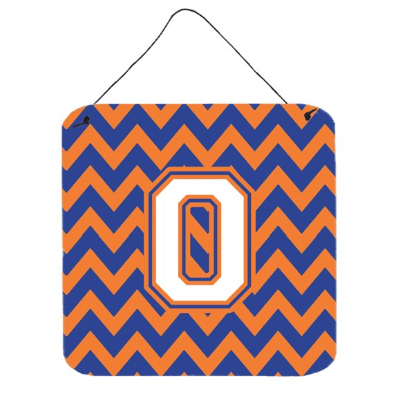 Letter O Chevron Blue and Orange 3 Wall or Door Hanging Prints