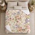 thumbnail image 5 of Vintage Floral Pattern Pink Peonies Wildflowers, Cozy Friendship Quote Scene, Warm Flannel Blanket for Living Room and Reading Nook, Art Lovers Thanksgiving Gift, Artistic Home Decor, 5 of 9