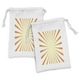 thumbnail image 1 of Sunburst Fabric Pouch Set of 2, Illustration of Radial Sun Rays in Warm Tangerine Tones Hot Feels, Small Drawstring Bag for Toiletries Masks and Favors, 9" x 6", Orange White, by Ambesonne, 1 of 2