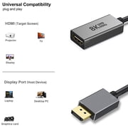 DisplayPort to HDMI Adapter Cable 8K 60Hz,4K 240Hz, Unidirectional DisplayPort 1.4 to HDMI 2.1 Cable Adapter, Supports RTX4080, RX7900
