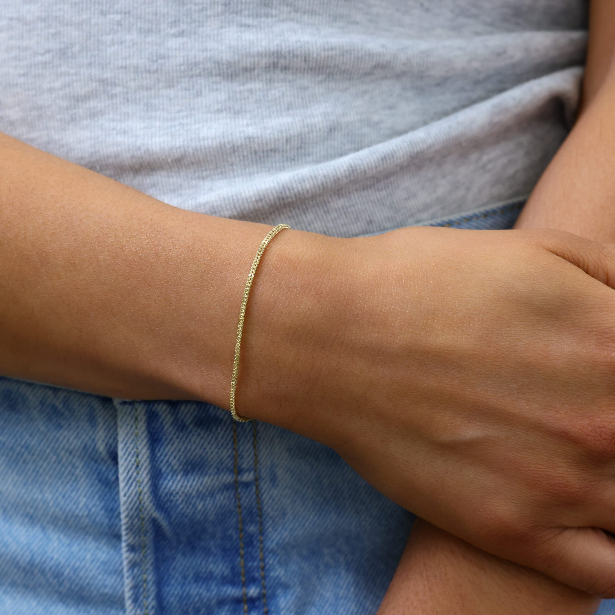 Nuragold 10K Real Yellow Gold Franco Square Chain Wheat Bracelet 7"-9" (1.5mm-6mm) Italian Jewelry for Men & Women
