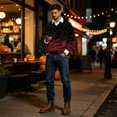 thumbnail image 2 of JULMCOMO Halloween Waffle Polo Shirts for Men All Over Bat Print Long Sleeve Collared Loose Fit Casual Golf Shirts Holiday Party Tops Wine 2XL, 2 of 6