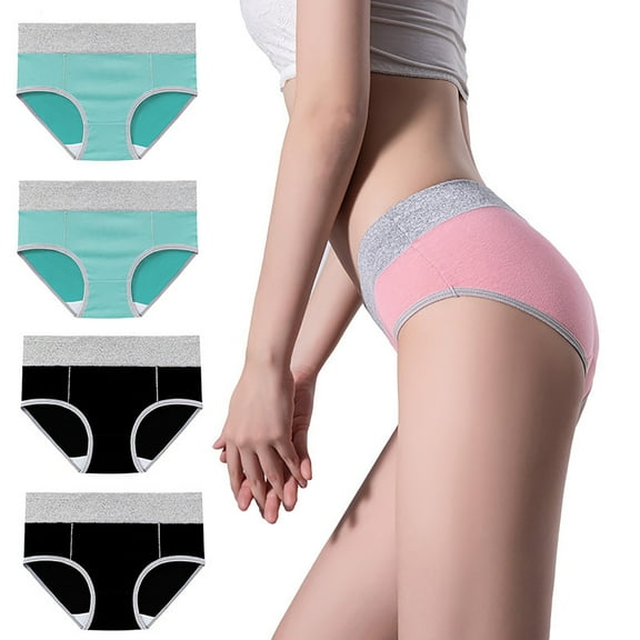 HUPOM Cotton Underwear For Women Womens Silk Underwear High waist Elastic Waist Solid Briefs Multicolor 4XL