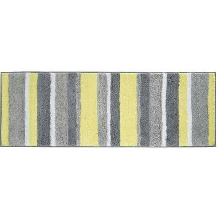 InterDesign Microfiber Stripes Long Bathroom Rug, 60"x 21